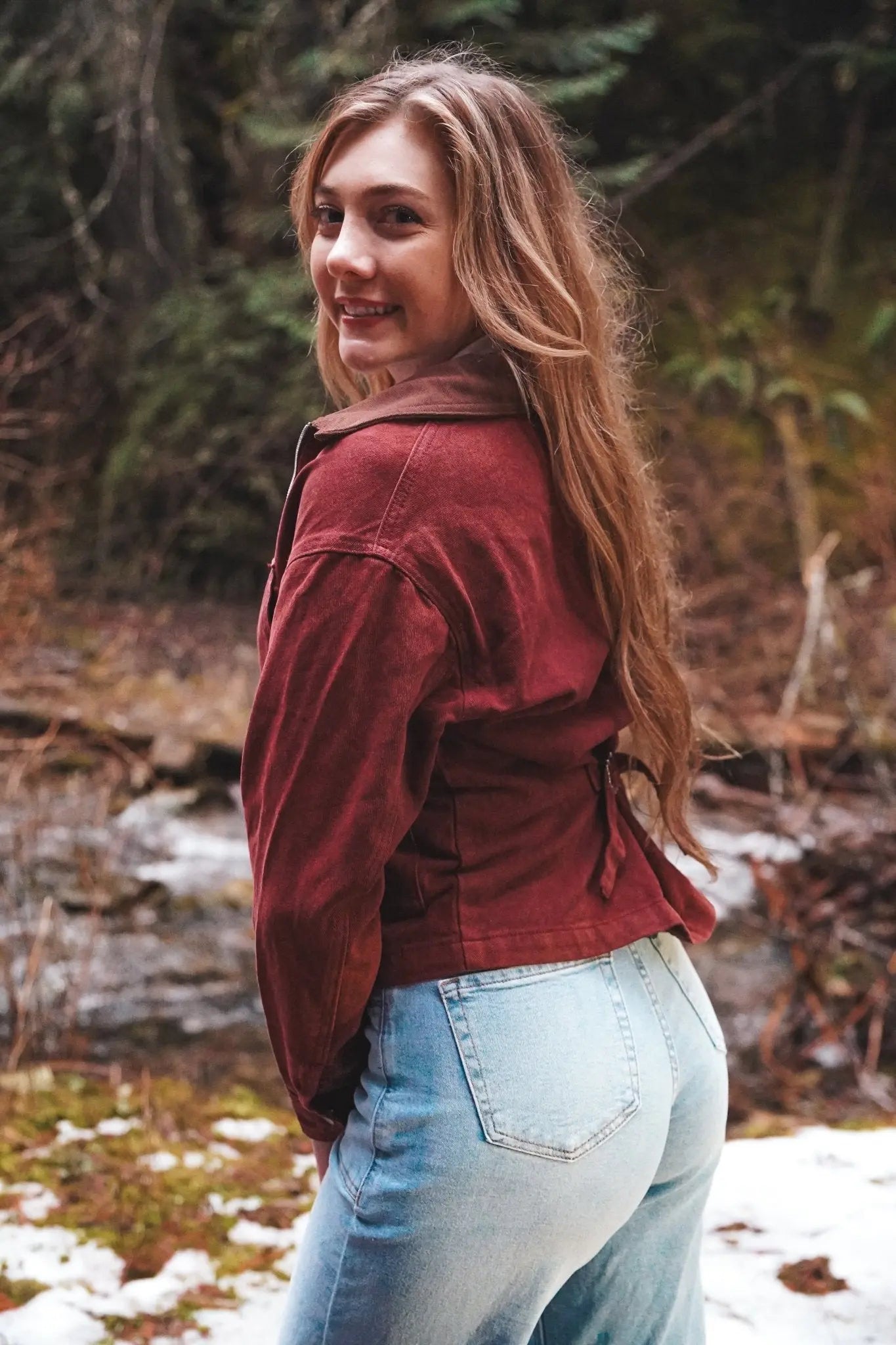 Canyon Ridge Burgundy Denim Jacket - Wyld Jace Co