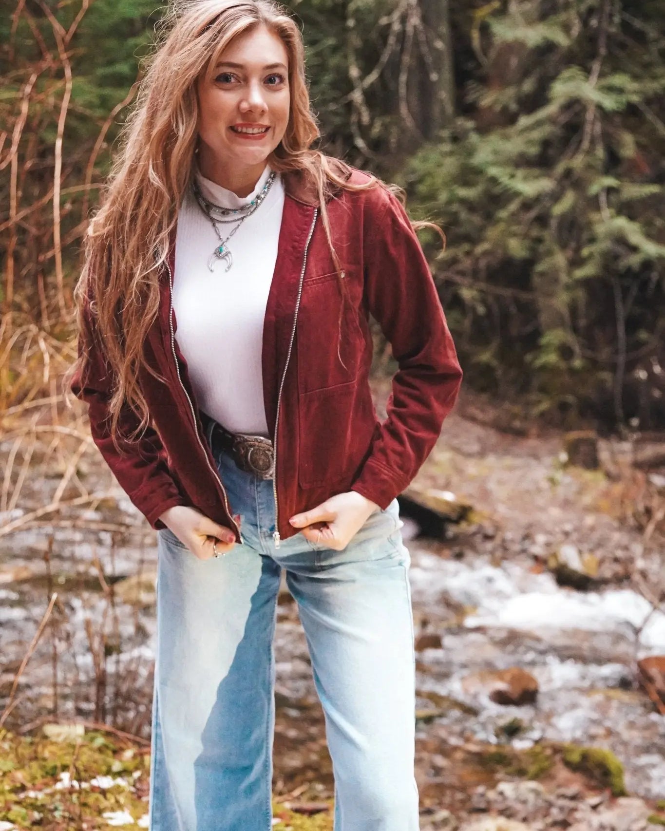 Canyon Ridge Burgundy Denim Jacket - Wyld Jace Co