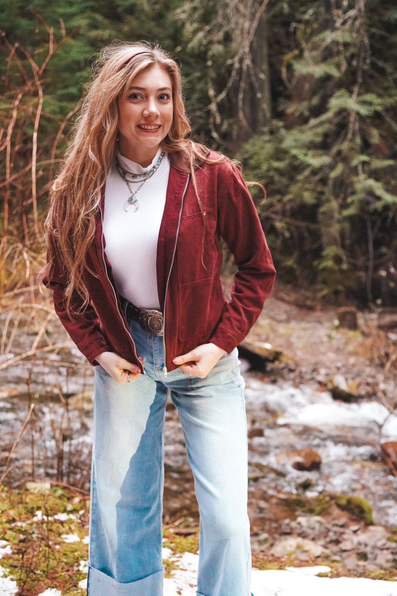 Canyon Ridge Burgundy Denim Jacket - Wyld Jace Co