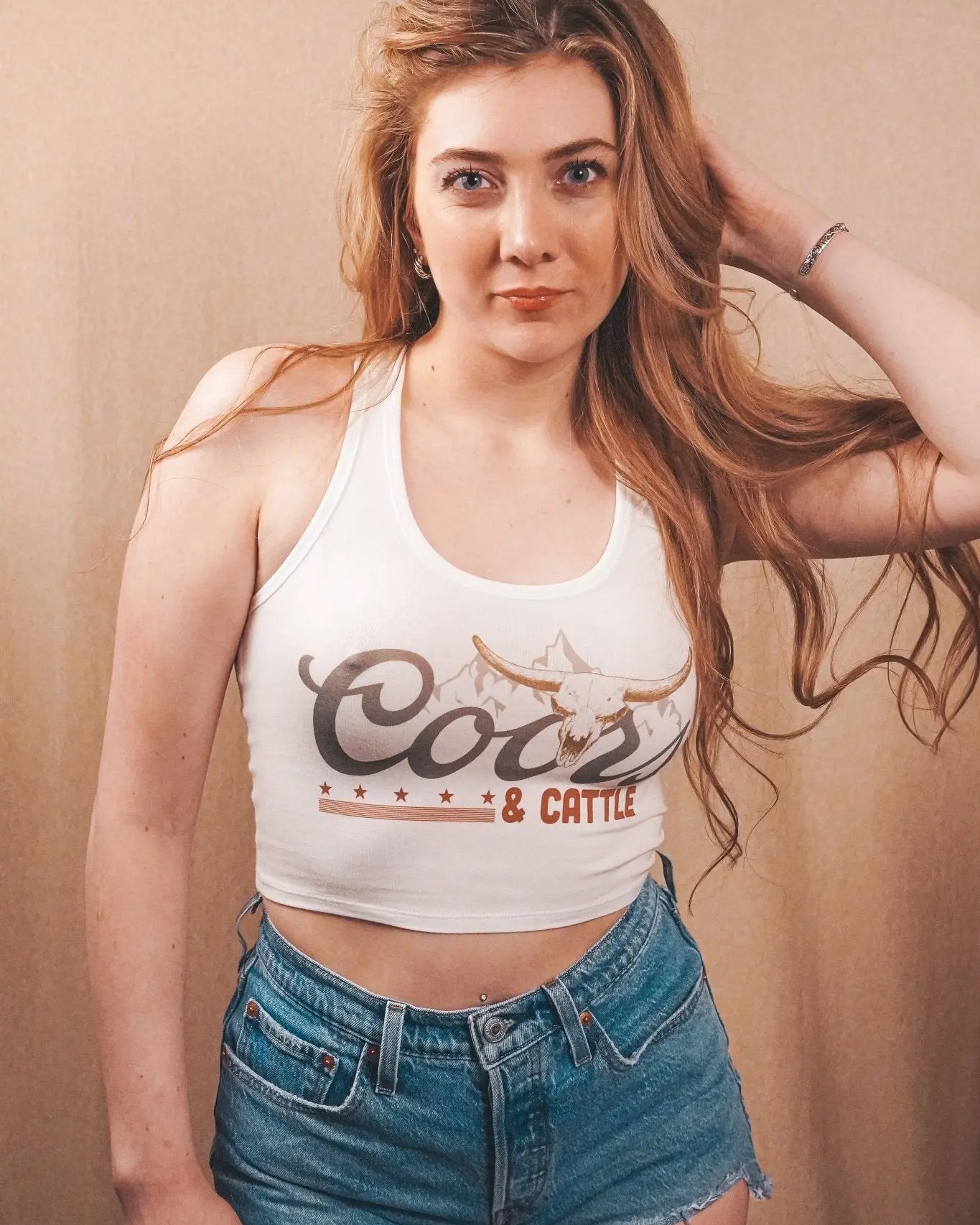 Coors & Cattle Western Crop Tank - Wyld Jace Co