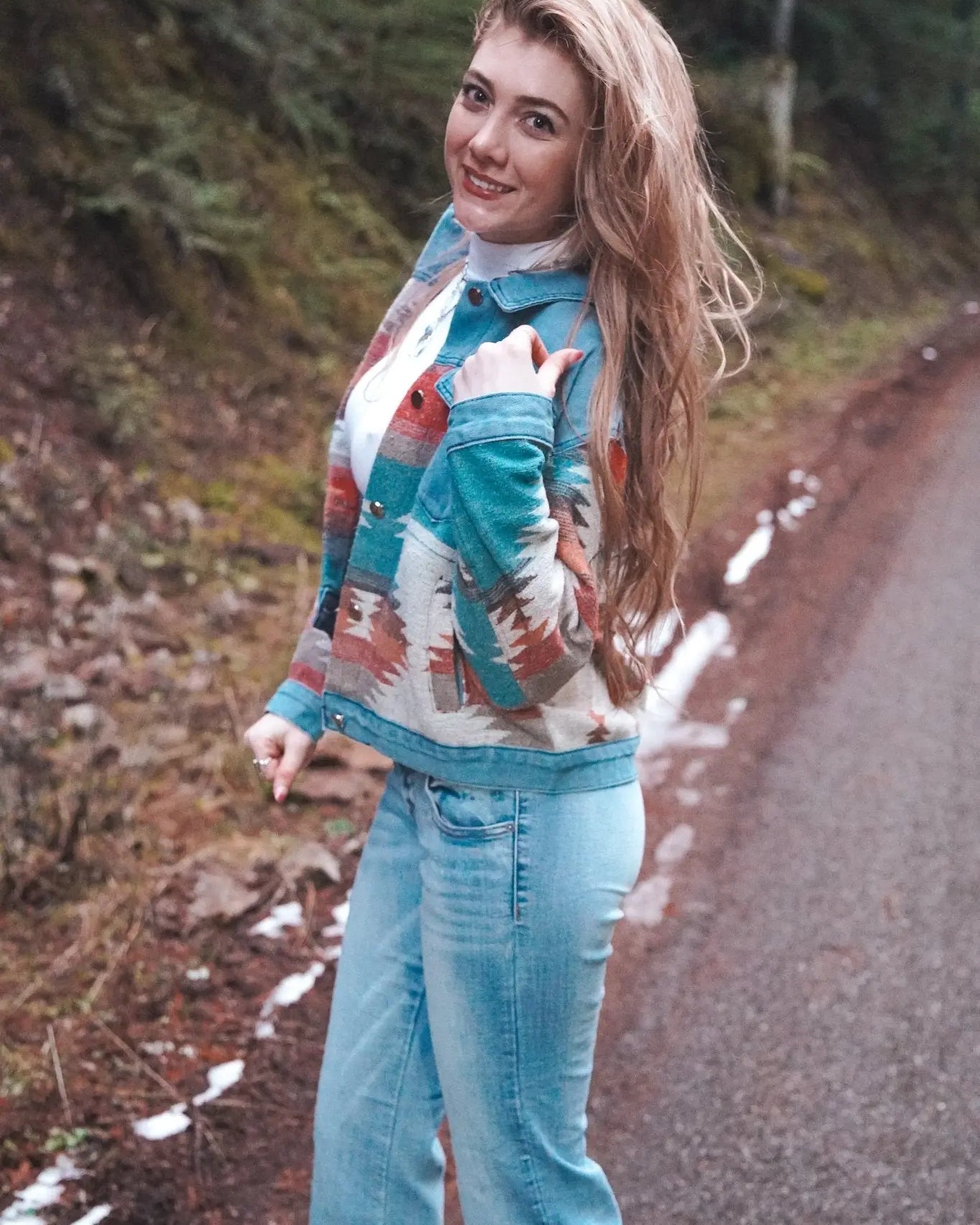 High Dessert Aztec Denim Jacket - Wyld Jace Co