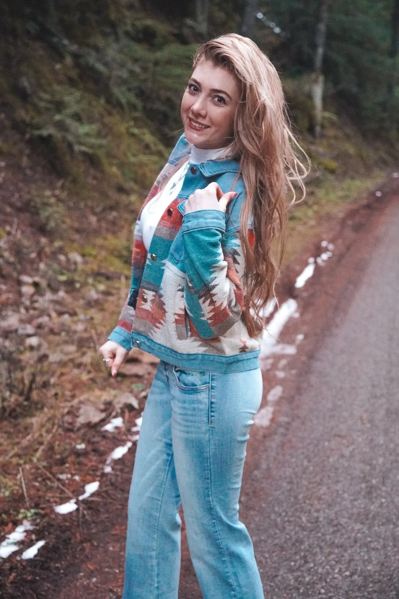 High Dessert Aztec Denim Jacket - Wyld Jace Co