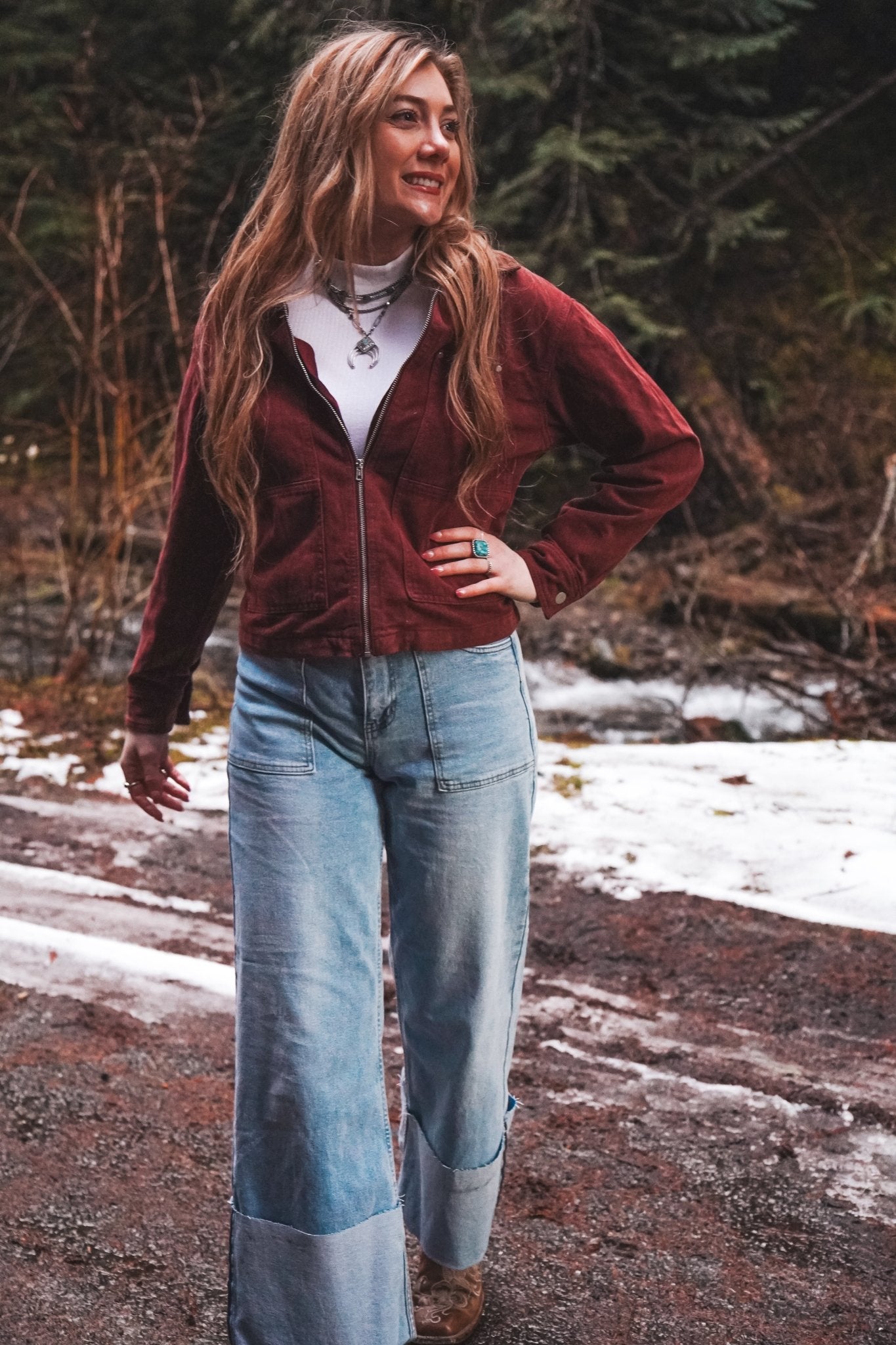 High Noon Cuffed Wide - Leg Jeans - Wyld Jace Co