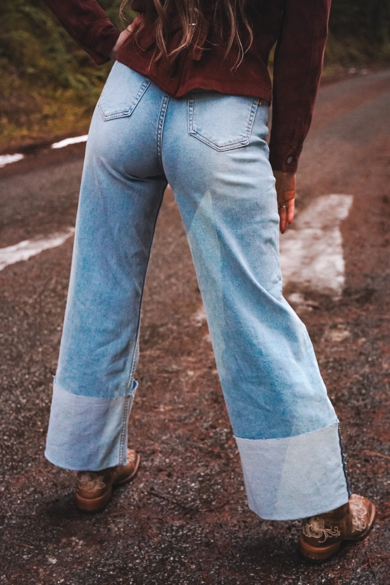 High Noon Cuffed Wide - Leg Jeans - Wyld Jace Co