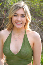 Green mesh bralette, front