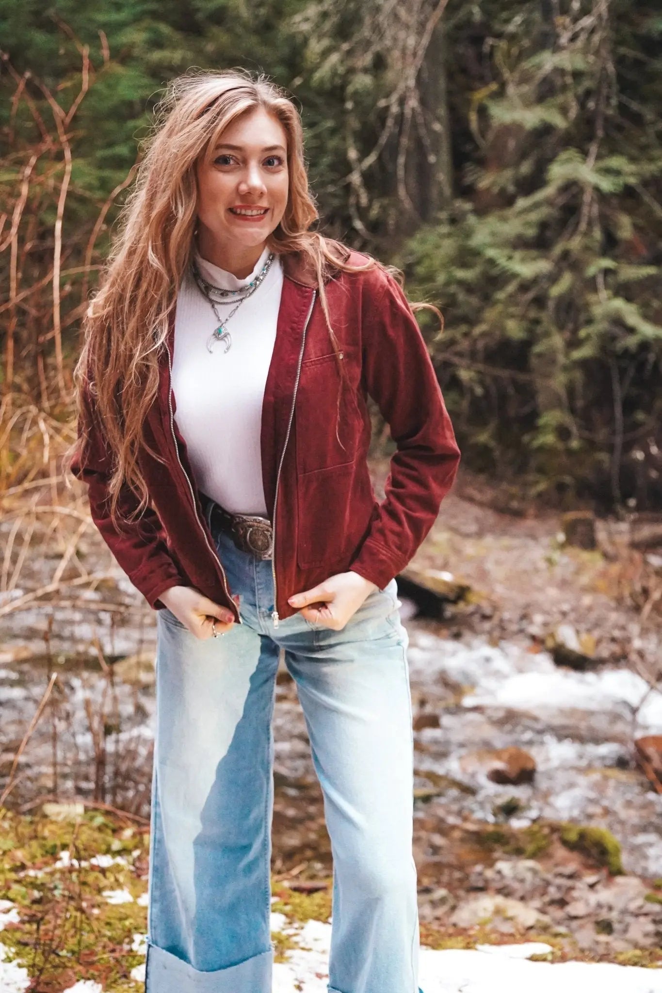 Canyon Ridge Burgundy Denim Jacket by Wyld Jace Co