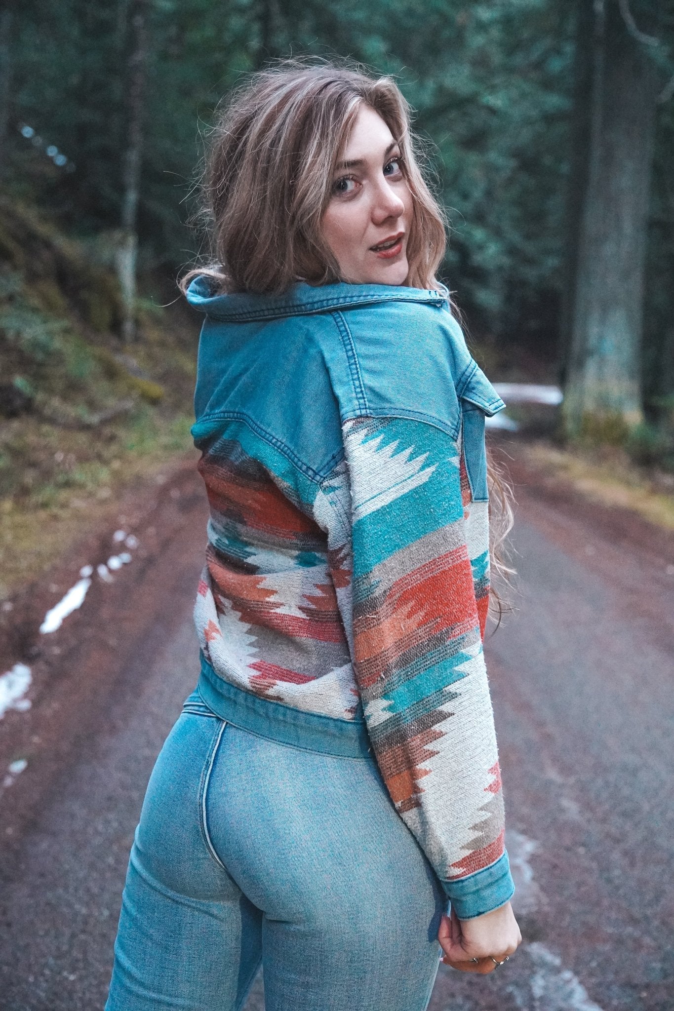 High Dessert Aztec Denim Jacket - Wyld Jace Co