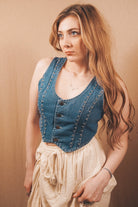 Outlaw Studded Denim Crop Vest - Wyld Jace Co