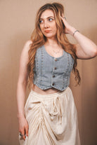Outlaw Studded Denim Crop Vest - Wyld Jace Co